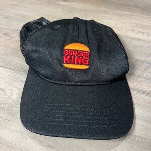 Burger King Black Mesh Back Trucker Hat With Embroidered Logo Adjustable Snapbac